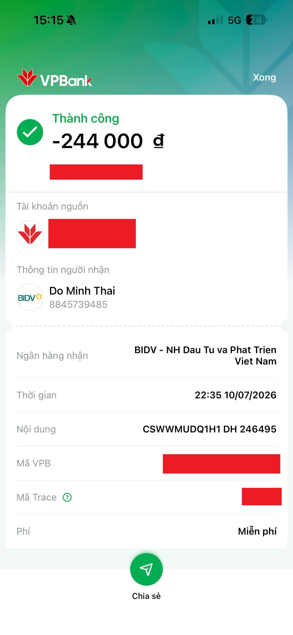 Ủy nhiệm chi chuyển khoản của khách hàng