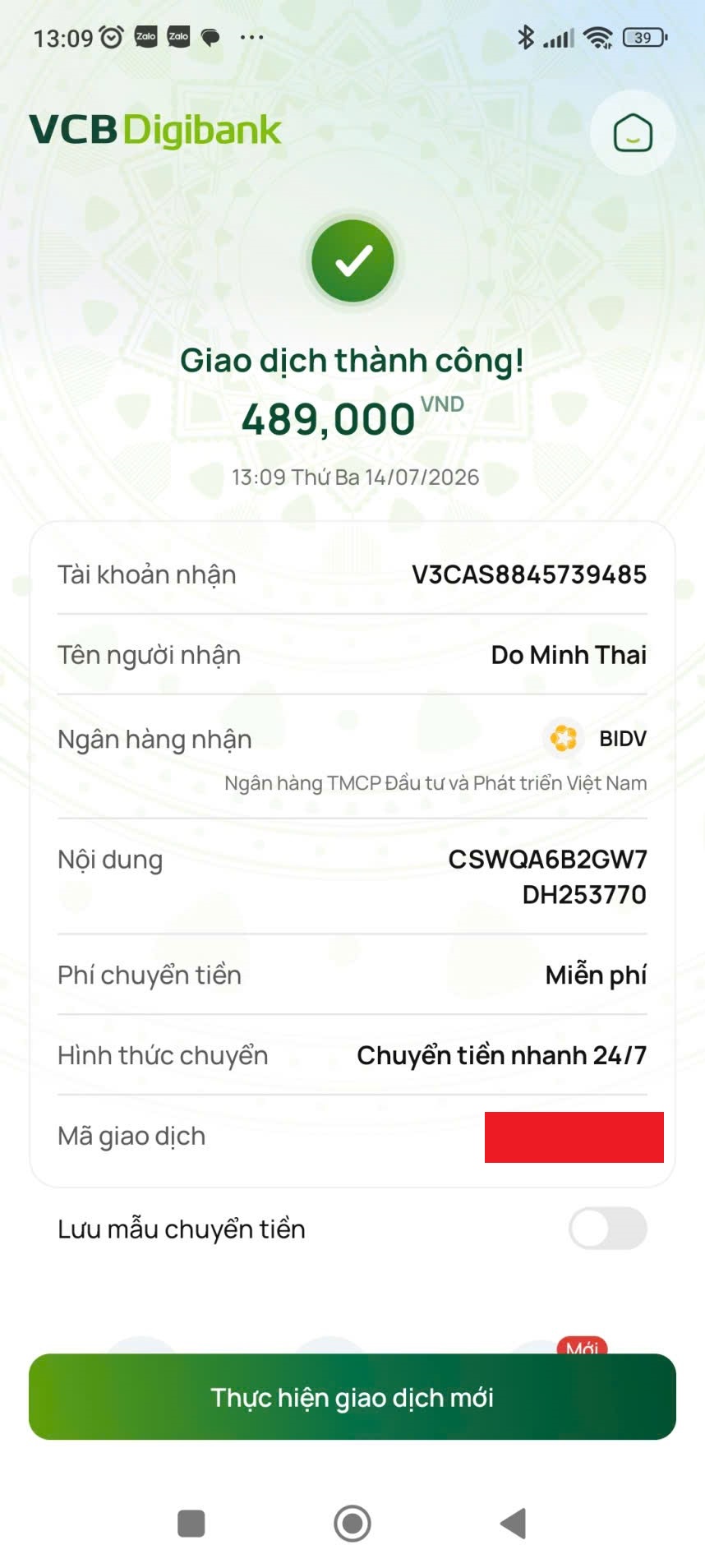 Ủy nhiệm chi chuyển khoản của khách hàng
