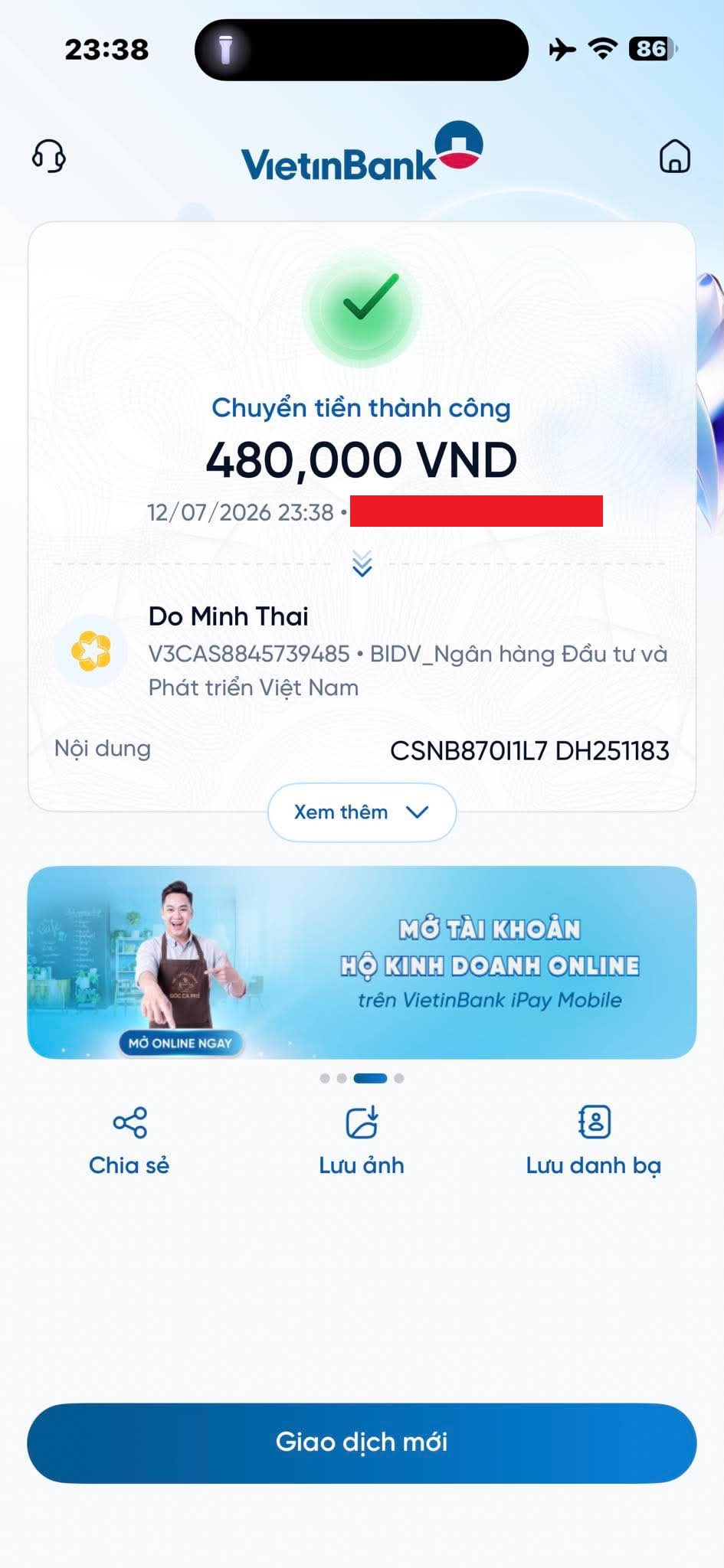 Ủy nhiệm chi chuyển khoản của khách hàng