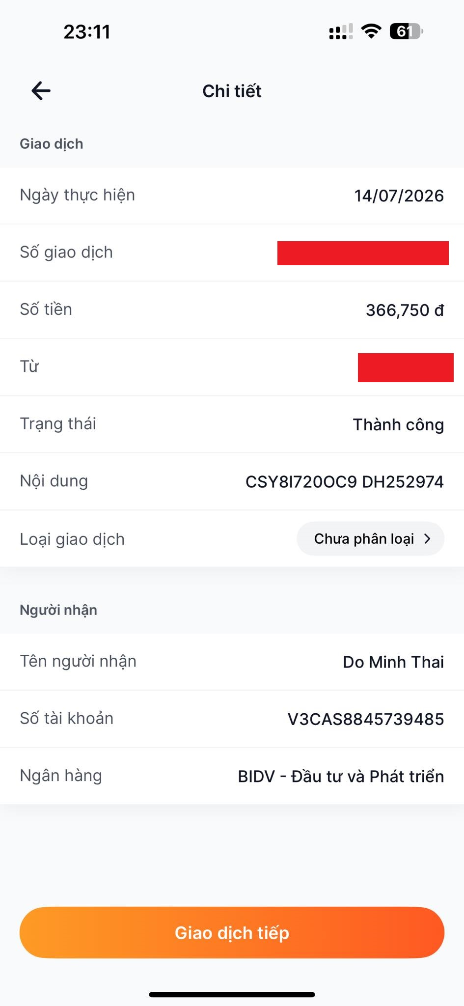 Ủy nhiệm chi chuyển khoản của khách hàng