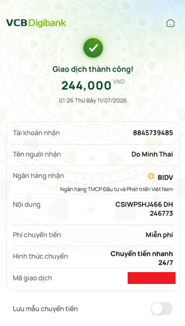 Ủy nhiệm chi chuyển khoản của khách hàng